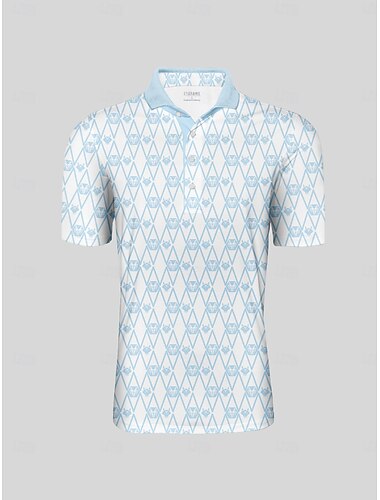  Homens Camisa polo de caminhada Azul Manga Curta Blusas Roupas de golfe, roupas, roupas, roupas