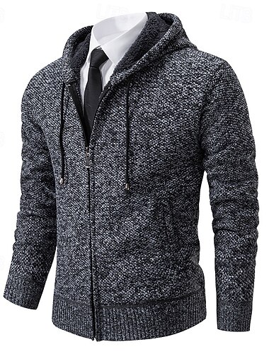  Homme Pull Robe pull Gilet Cardigan Pull zippé Pull Tricoté Côtelé Tricoter Hauts Réguliers Tricoté A côtes Uni À capuche Mode Châles Occasionnel Tenue quotidienne Vêtement Tenue Automne Hiver Rouge
