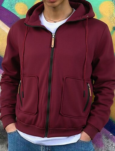  Pánské Kapuce Mikina s kapucí na zip Černá Fialová Kapuce Bez vzoru Šňůrky Kapsy Sporty a outdoor Denní Dovolená Polyester Šik ven Základní Na běžné nošení Jaro Podzim Oblečení Mikiny s kapucí Mikiny