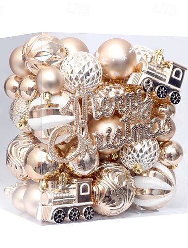  65 ks vánočních koulí, ozdob na stromeček, vánoční dekorace, malovaná závěsná sada, slavnostní dekorace na stromeček na sváteční večírek