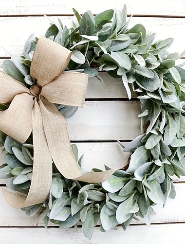  Jouluinen seppele etuovelle, keinotekoinen vihreän karitsan tähkälehtiseppele, tekoköynnöskasvi, puutarhaoven seinäkoriste, olohuoneen ja ikkunan seinäkoriste