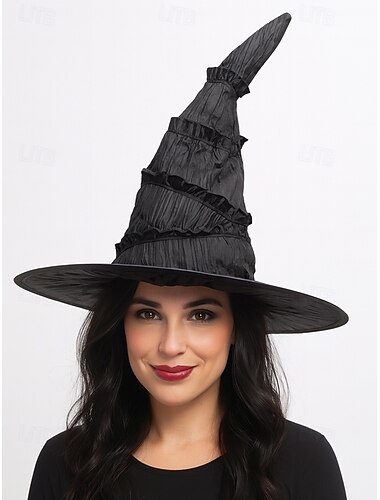  女性用ハロウィン魔女帽子 - コスチュームパーティー、コスプレ、お祭りのドレスアップに最適なクラシックな黒の尖った魔法使い帽子