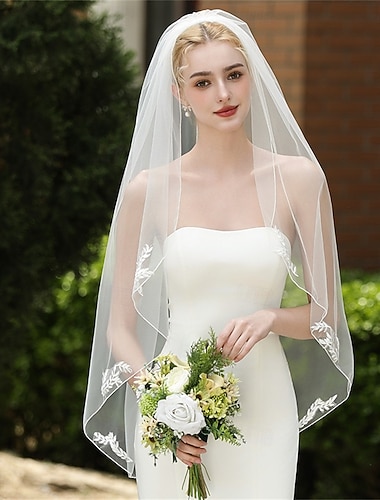  Une Seule Couche Contemporain / Élégant / Style Classique Voiles de Mariée Voiles bout du doigt avec Couleur unie 35,43 dans (90cm) Dentelle