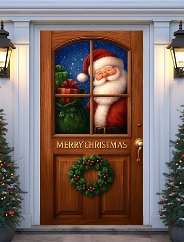  Weihnachts Türvorhang Weihnachtsmann mit Geschenkesack Feiertags Türvorhang 2025 Weihnachts Festlicher Tür Hängend für Eingangsbereich Party Wohnkultur