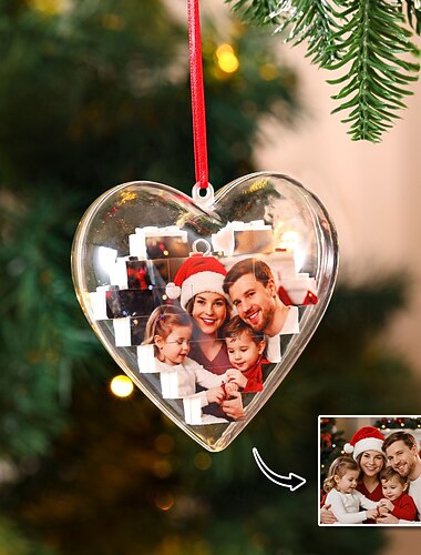  henkilökohtainen valokuvapalapeli joulukoristeena räätälöity joulumuisto valokuvapallo roikkuu riipus, ainutlaatuinen muistolahja joulukuusen koristeluun