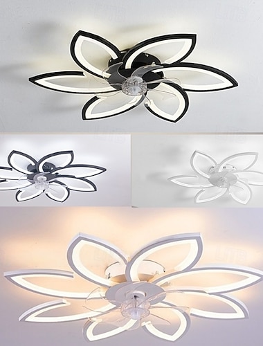  Plafondventilator met verlichting, moderne zwarte plafondventilator met verlichting, lage plafondventilator voor keuken, slaapkamer, woonkamer