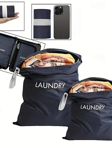 Stor tvättpåse för resor, maskintvättbar, förvaringspåse för smutsiga kläder, rymmer fyra tvättar, passar för tvättkorg eller papperskorg, viktig reseorganisatör   Stor tvättpåse för resor, maskintvättbar, förvaringspåse för smutsiga kläder, rymmer fyra tvättar, passar för tvättkorg eller papperskorg, viktig reseorganisatör