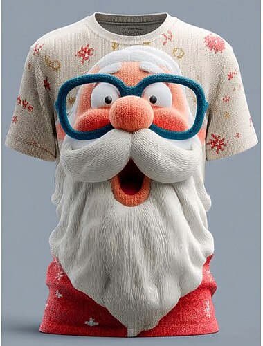  Jul Dame T skjorte Grafisk julenissen Årgang Stilfull Klassisk Kortermet Crew-hals Rund hals Vanlige topper Daglig Trykt mønster Rød Blå Grønn matt-hvit Beige Høst Vinter