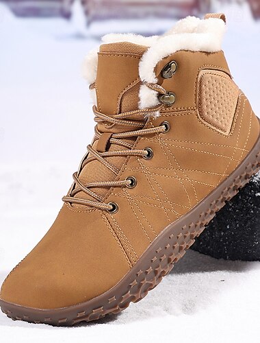  stivaletti invernali impermeabili da uomo marroni con fodera in pelliccia, suola in gomma antiscivolo, calde racchette da neve per escursioni all'aperto, trekking, campeggio e uso quotidiano con tempo freddo