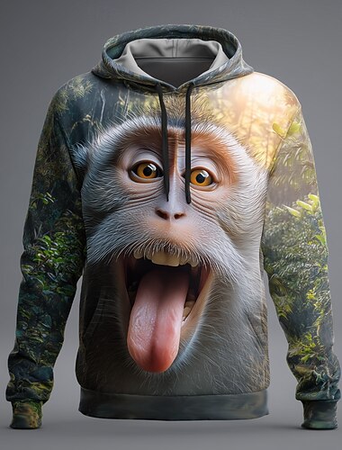  Miesten Eläin 3D Print Huppari College Muoti Tyylikäs 3D Pitkähihainen Tiukka pyöreä kaula-aukko Koti Juhla Katuvaatteet Valkoinen Ruskea Apila Harmaa Kurenauha Syksy Talvi Suunnittelija S M L XL XXL