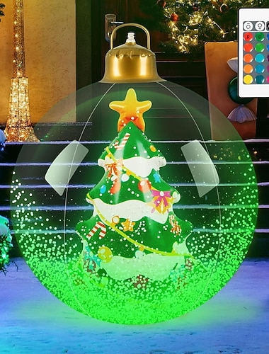 Рождественская надувная воздушная форма из ПВХ со светодиодной цветной подсветкой и дистанционным управлением, диаметром 55 см, для внутренних и наружных газонов, встреч, праздничной атмосферы,   Рождественская надувная воздушная форма из ПВХ со светодиодной цветной подсветкой и дистанционным управлением, диаметром 55 см, для внутренних и наружных газонов, встреч, праздничной атмосферы,
