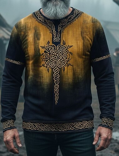  Ανδρικά Πουλόβερ Καφέ Πράσινο του τριφυλλιού Στρογγυλή Ψηλή Λαιμόκοψη Δέντρο της ζωής Υγκντράσιλ Κελτικός κόμπος Στάμπα Causal Καθημερινά Αργίες Βίντατζ Βίκινγκ Φθινόπωρο Χειμώνας Ρούχα Φούτερ Φούτερ
