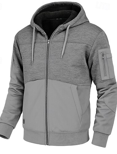  Homens Moletom Full Zip Hoodie Moletom de lã Moletom Tático Preto Branco Verde Tropa Vinho Azul Marinha Com Capuz Tecido Patchwork Zíper Desportos e Ar livre Casual Diário Roupa de rua Legal Roupa de