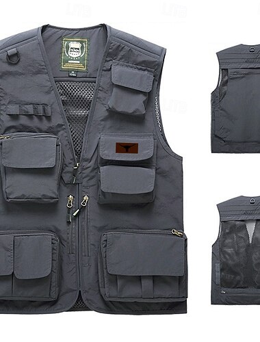  Bărbați Imprimeu de vacă Γιλέκο Gilet Vesta de pescuit Tactic Practic Casual Fotografie Camping și drumeții Vânătoare Uscare rapidă Buzunare multiple Vestă de pescuit cu plasă detașabilă la spate