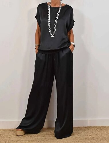  Per donna Attivo Streetwear Set di Pantaloni Bolero Top Manica Corta Girocollo Semplice All'aperto Vacanza Quotidiano Grigio scuro Nero Bianco Primavera Vestibilità regolare