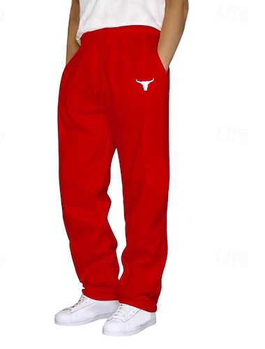  Voor heren Joggingbroeken Broek Joggingbroek met rechte pijpen Trekkoord Zak Elastische taille Koe Comfort Buitensporten Dagelijks Modieus Casual Zwart Wijn Micro-elastisch