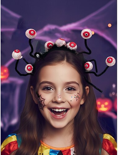  Halloween-øyeepletpannebånd til dame med 3D-design, skummelt kostymehårtilbehør til fest, cosplay og knask-or-treat