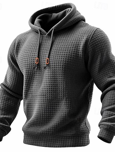  Per uomo Felpa con cappuccio Felpa con cappuccio a nido d'ape Aalbicocca Nero Bianco Grigio chiaro Grigio scuro Con Cappuccio Semplice Testurizzato Sport & Outdoor Casuale Quotidiano Streetwear Cool