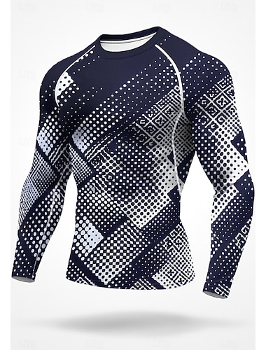  Pánské Unisex Koşu Tişörtü Sportovní košile Gymnastická košile Fitness košile Cvičební košile Dlouhý rukáv Tričko Geometrický UPF 50 Odolná proti UV záření Yumuşak Ter Emen Horské kolo Cvičení v