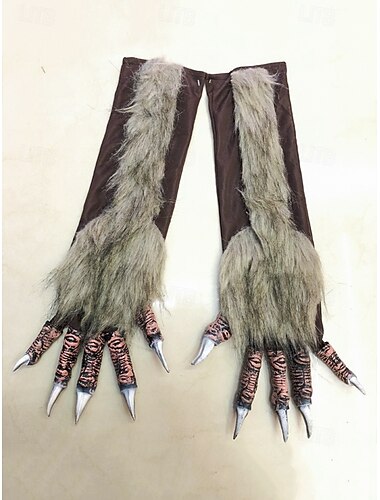  Heren Halloween weerwolfklauwhandschoenen – lange harige monsterhanden met scherpe vingertoppen voor cosplay, kostuumfeesten en thema-evenementen