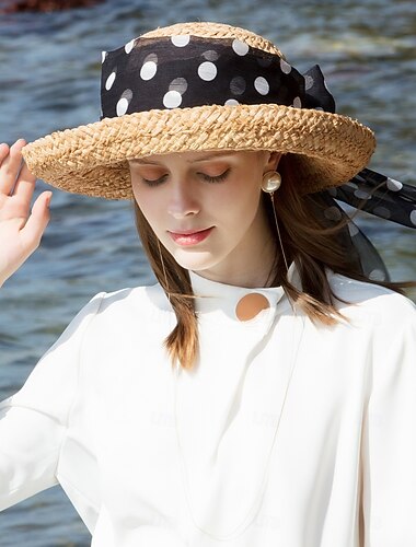  hatter bøttehatt i syntetisk fiber stråhatt solhatt avslappet ferie retro solbeskyttelse med sløyfe snøring hodeplagg hodeplagg