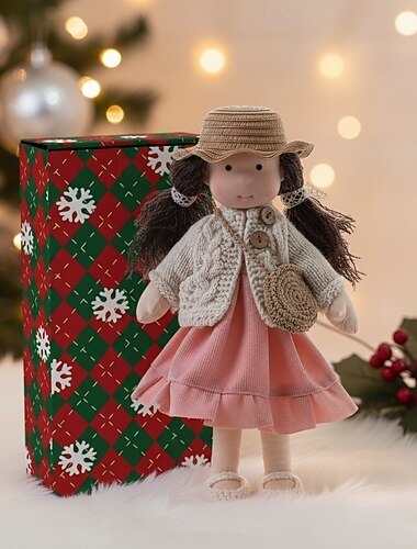  Handgemaakte Waldorf Pop Baby Meisje met Gezellige Kleding - 30 cm Zachte Pluche Pop met Cadeaudoos voor Peuters Ideale Kerstcadeaus voor Kleinkinderen Meisjes