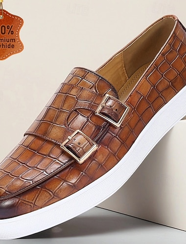 Herren-Loafer aus echtem Leder mit Krokodilmuster und Doppelschnalle – luxuriöse Slip-On-Abendschuhe für Business, Hochzeiten und formelle Anlässe
