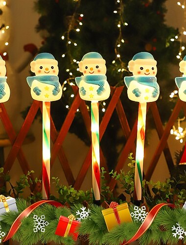  5 In1 Joulunulkoinen Aurinkosuoja IP44 Vesitiivis Joulupukki Lumiukko Pylväs Valo Pistorasia Piha Puutarha Nurmikko Juhla Tunnelmavalo Koristevalo Maisemavalo