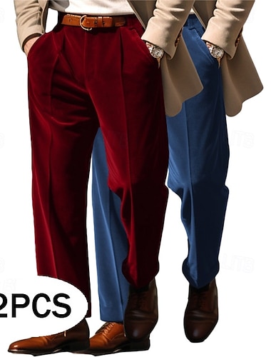  Ανδρικά Παντελόνια Παντελόνι επίσημο Φαρδύ παντελόνι Βελούδινο Παντελόνι Παντελόνια χορού Μπροστινή τσέπη Ισιο πόδι Πολυσυσκευασία Σκέτο Άνεση Πλήρες μήκος ΕΞΩΤΕΡΙΚΟΥ ΧΩΡΟΥ Επιχείρηση Καθημερινά