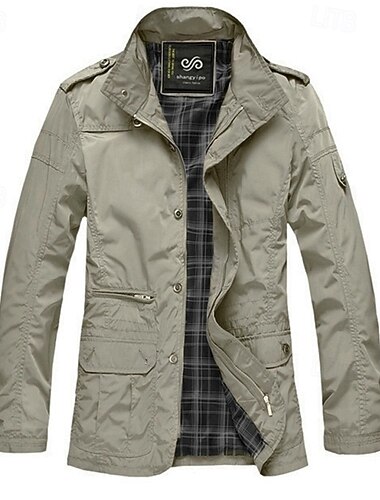 Herren Parka Trenchcoat Urlaub Täglich Herbst Winter Polyester Verschleißfest Oberbekleidung Bekleidung Mode Klassisch Einfach Tasche Revers Reisverschluss