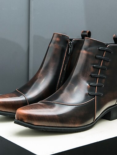  Botines con cordones de piel sintética para hombre: zapatos de vestir formales clásicos para la oficina y eventos nocturnos.
