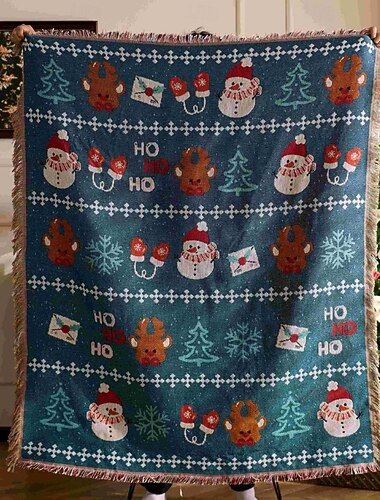  Jule Dekorativt Teppe Helligdags Tapestry Kaste Teppe Festlig Atmosfære Sofadekor Vegghengende Teppe Koselig Napteppe Hjem Dekor