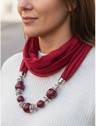  Warme sjaalketting voor dames in meerdere kleuren - lichte, kralen hanger in de vorm van een infinity-sjaal, elegant en modieus accessoire voor feestjes en vrijetijdskleding
