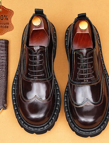  scarpe da uomo brogue oxford bordeaux classiche con lacci, calzature formali da lavoro per ufficio, banchetti e occasioni speciali