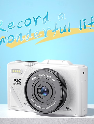  מצלמה דיגיטלית ללא מראה, מסך מתהפך HD 5K עם קישוריות WiFi לנייד, מסך IPS בגודל 3 אינץ', מתאים לסטודנטים לצילום וצילום וידאו.