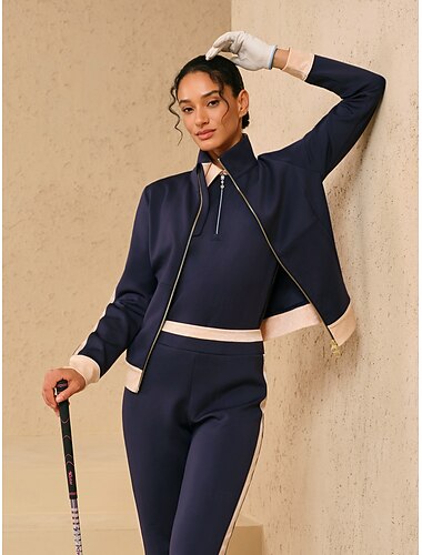 Dames Golfjassen Marineblauw Lange mouw Kleding Bovenlichaam Dames golfkleding kleding outfits draag kleding   Dames Golfjassen Marineblauw Lange mouw Kleding Bovenlichaam Dames golfkleding kleding outfits draag kleding