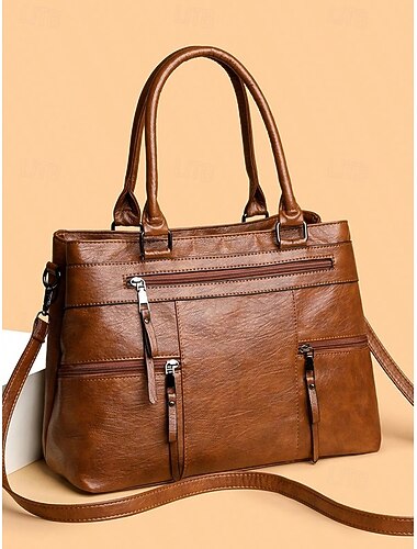 borsa a tracolla grande in similpelle da donna con tasche multiple, elegante borsa a mano per lavoro, viaggi e uso quotidiano