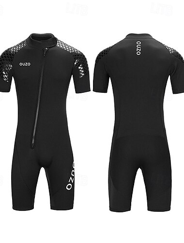  Miesten 3mm Neopreeninen sukellusmärkäpuku Ihottumissuoja Kokovartalon uima-asut Yhtenäinen Etuvetoketju UPF50+ Nopea kuivuminen Erittäin elastinen Lyhythihainen Uima-asut Lainelautailu Sukellus