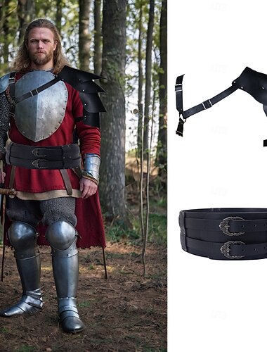  Retro Vintage Medieval Renaissance Armor Waist Belt Shoulder Armor Warrior Viking Fancy Dress Men's Viking Halloween Carnival Performance LARP Ren Faire Adults