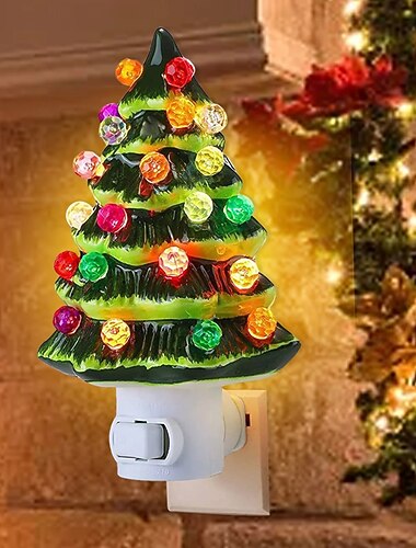  Jule Harpiks Juletre Plug-in Nattlys Vegghengt Lys Senge Lys Innendørs Studie Soverom Spisestue Juledekorasjonslys EU/US Plugg