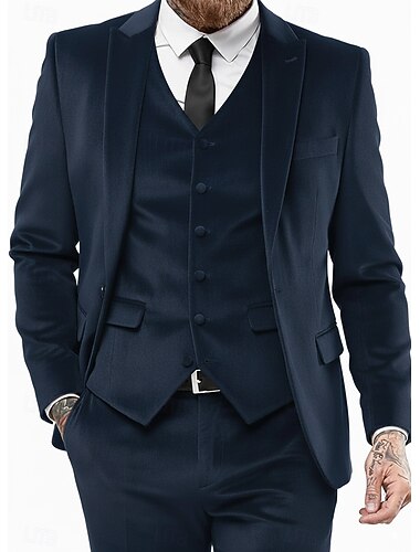  Pour des hommes Mariage Affaires Costumes d'affaires Revers Cranté Rouge Bordeaux Vert foncé Formel Couleur Unie Coupe Slim 3 pièces