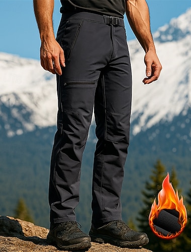  Муж. Штаны для туризма и прогулок Зимнее пальто походные брюки Флисовые штаны Зима На открытом воздухе Стандартный Водонепроницаемость С защитой от ветра Теплый Брюки Карман Черный Серый