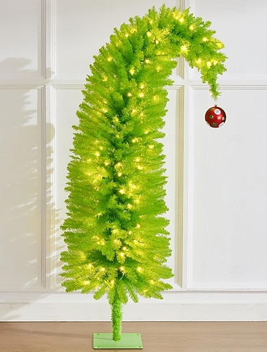 Snygg julgran - 90/150 cm konstgjord Grinch-julgran med ljus - LED-lampor/stativ - perfekt för juldekorationer inomhus/festdekoration   Snygg julgran - 90/150 cm konstgjord Grinch-julgran med ljus - LED-lampor/stativ - perfekt för juldekorationer inomhus/festdekoration