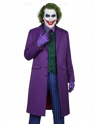  Joker Joker Klovn Cosplay kostume Jakkesæt & Blazere Flotte kostumer Kostume fest Film Cosplay for Herre Voksne Halloween Karneval Ydeevne Fest