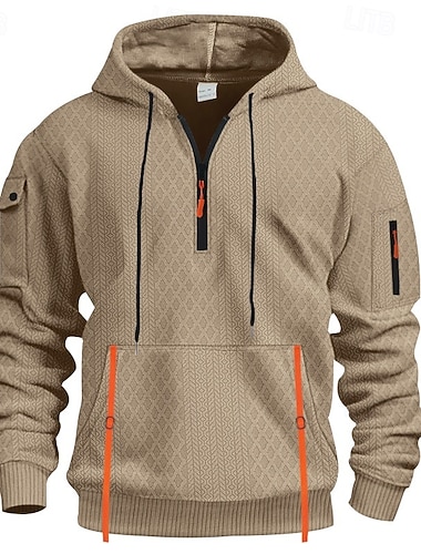  Herren Kapuzensweatshirt Viertelreißverschluss Kapuzensweatshirt Taktischer Kapuzensweatshirt Schwarz Weiß Armeegrün Khaki Grau Mit Kapuze Einfach Reißverschluss Strukturiert Sport & Outdoor Lässig
