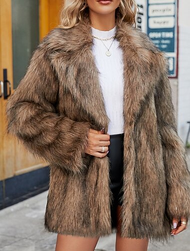 نسائي معطف معطف من الفرو الصناعي الدفء مريح الفراء والجلود موضة سهل عطلة شارع مناسب للبس اليومي مناسب للخارج طويلة طوي عادي كم طويل ملابس خارجية جمل الخريف الشتاء   نسائي معطف معطف من الفرو الصناعي الدفء مريح الفراء والجلود موضة سهل عطلة شارع مناسب للبس اليومي مناسب للخارج طويلة طوي عادي كم طويل ملابس خارجية جمل الخريف الشتاء