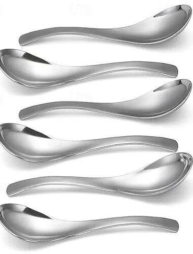  6 Suppenlöffel aus Edelstahl – klassisches minimalistisches Design, spülmaschinenfest, perfektes Geschenk für Feiertage, Vatertag, Muttertag, Ostern, Jahrestage, Geburtstage und Partys