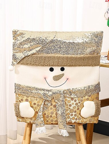  Nuevas fundas para sillas navideñas, fundas para sillas de Papá Noel con lentejuelas doradas, decoración para sillas de comedor de estilo europeo para fiestas navideñas.