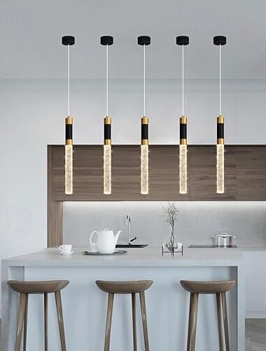  Luminaire suspendu LED dimmable 34 cm cristal moderne luminaire pour îlot de cuisine, éclairage suspendu réglable pour îlot de cuisine, lustre LED or noir pour salle à manger, chambre à coucher, mini