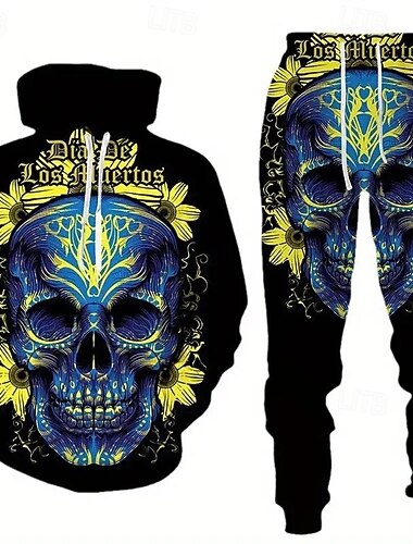  Halloween Skeleton Skull Outfits Hoodie Tracksuit Anime 3D Graphic For Couple's Men's Women's Adults' Halloween Carnival Masquerade 3D Print Casual Daily